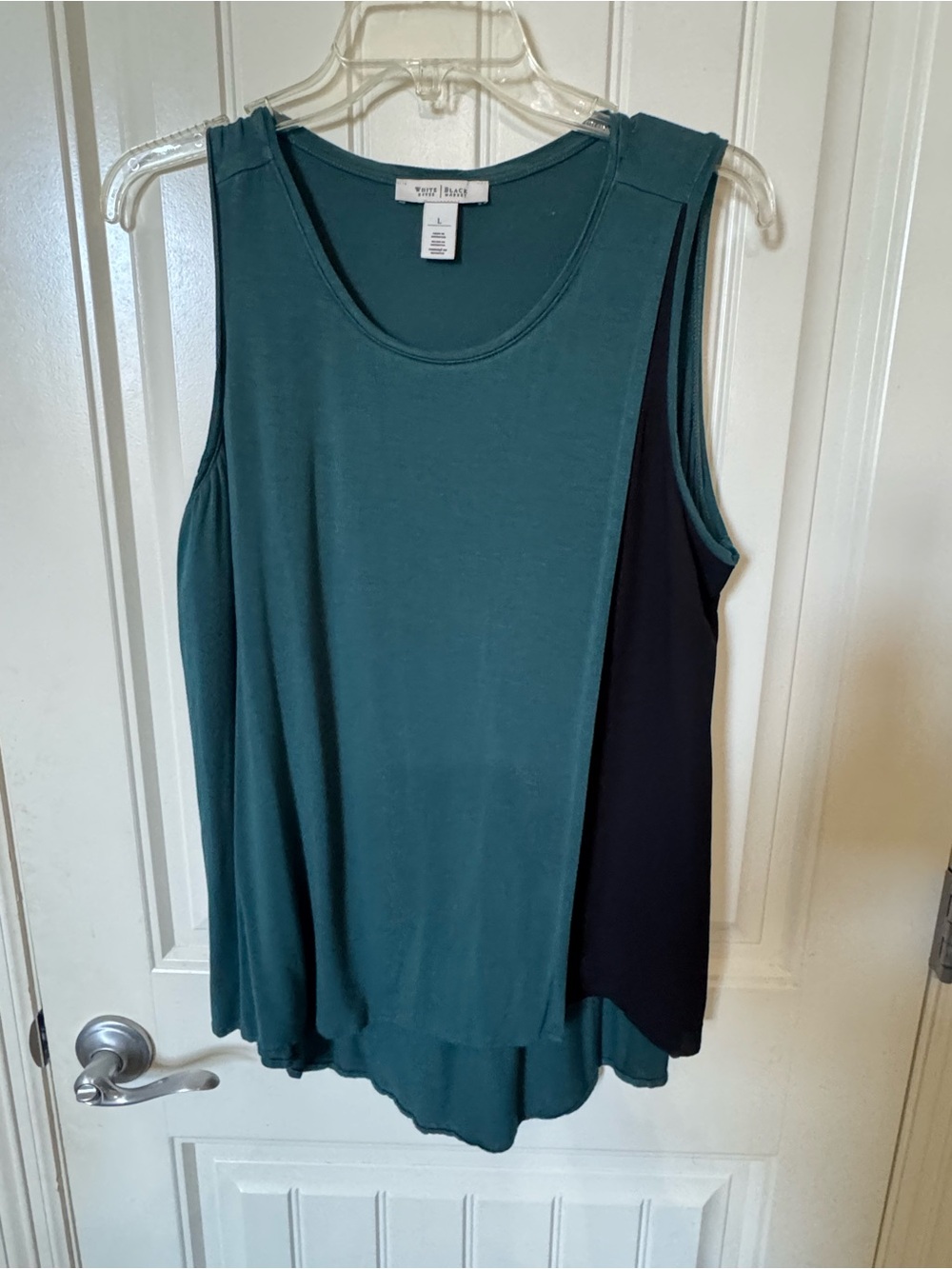 White House Black Market Teal and Black Sleeveless Colorblock Tank
